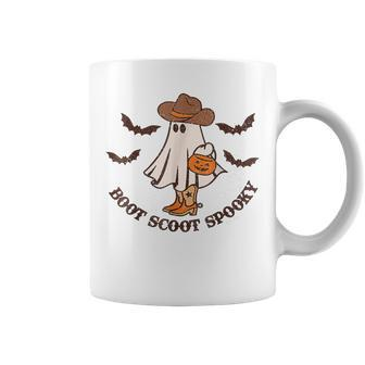 Boot Scoot Spooky Cowboy Ghost Groovy Retro Halloween Coffee Mug | Mazezy