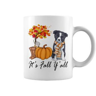 Border Collie Dog Halloween Womens It's Fall Y'all Dog Halloween Coffee Mug | Mazezy