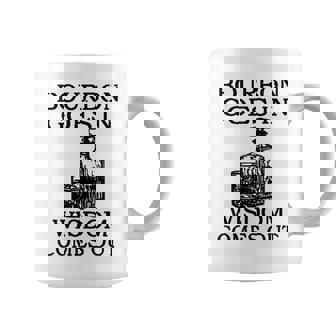 Bourbon Goes In Wisdom Comes Out Drinking Coffee Mug | Seseable CA