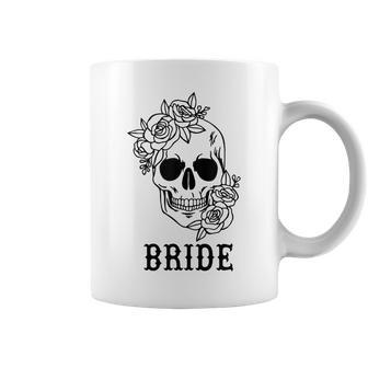 Bride Groom Floral Skull Halloween Wedding Bachelorette Coffee Mug - Thegiftio UK