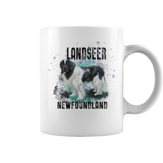Brightly Painted Landseer Newfoundland Dog Breed Coffee Mug | Mazezy