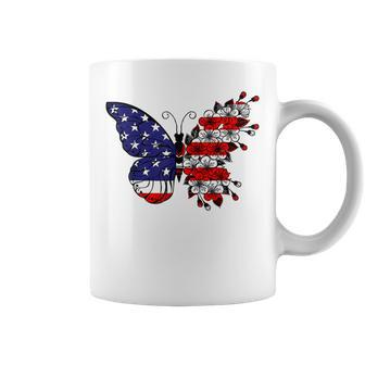 Butterfly 4Th Of July Women American Flag Patriotic Coffee Mug | Mazezy
