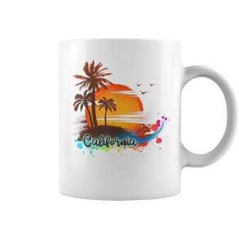 California Beach Summer Palm Trees Sunset California Gifts And Merchandise Funny Gifts Coffee Mug | Mazezy
