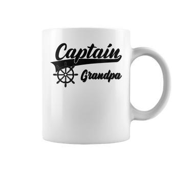 Captain Grandpa Boating Anchors & Wheel | Boat Captain Coffee Mug | Mazezy