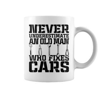 Car Mechanic Never Underestimate An Old Man Who Fixes Cars Coffee Mug - Thegiftio UK