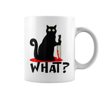 Cat What Murderous Cat With Knife Black Cat Halloween Halloween Coffee Mug | Mazezy