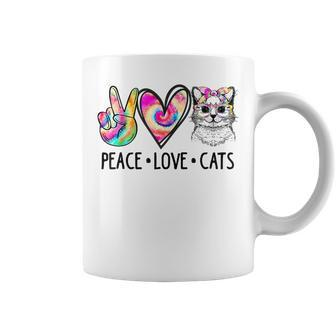 Cat Rescue Adopt A Cat Cat Mom Tie Dye Peace Love Cat Gifts For Mom Funny Gifts Coffee Mug | Mazezy
