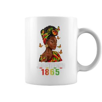 Celebrate Junenth 1865 Beautiful Black Women Butterfly Coffee Mug | Mazezy