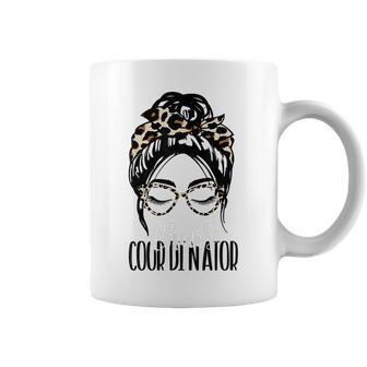 Chaos Coordinator For Women Girl Mom Leopard Messy Bun Coffee Mug - Seseable