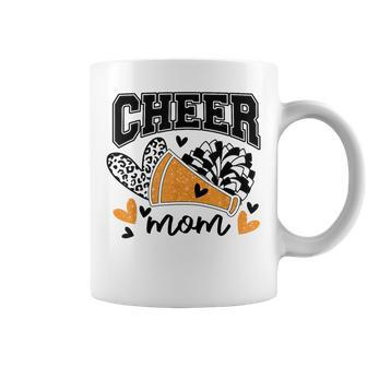 Cheer Mom Biggest Fan Cheerleader Black And Orange Pom Pom Coffee Mug | Mazezy AU