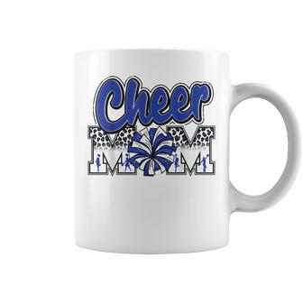 Cheer Mom Blue Leopard Letters Cheer Pom Poms Coffee Mug | Mazezy