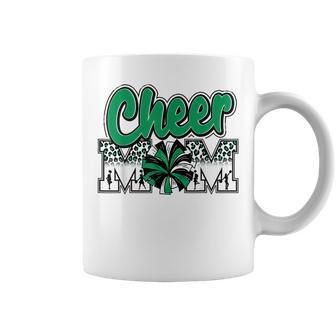 Cheer Mom Green Black White Leopard Letters Cheer Pom Poms Coffee Mug - Seseable