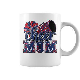 Cheer Mom Navy Red Leopard Cheer Poms & Megaphone Coffee Mug - Seseable