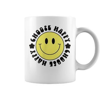 Choose Happy 70S Yellow Smile Face Cute Smiling Face Coffee Mug - Monsterry