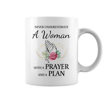 Christian Women Never Underestimate A Woman With A Prayer Coffee Mug - Seseable