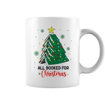 Christmas Book Tree Retro All Booked For Christmas Women Coffee Mug - Seseable