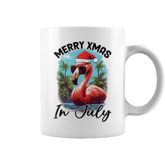 Christmas In July For Women Pink Flamingo Summer Vacation Flamingo Funny Gifts Coffee Mug | Mazezy