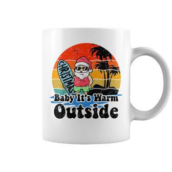 Christmas In July Party Baby Its Warm Outside Surfing Santa Coffee Mug - Seseable