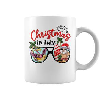 Christmas In July Sunglasses Santa Flamingo Summer Vacation Coffee Mug - Monsterry CA