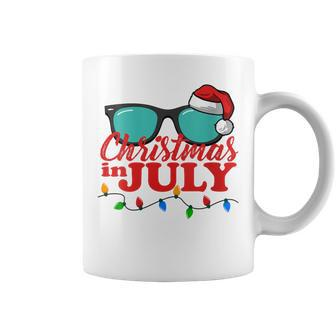 Christmas In July Santa Hat Sunglasses Summer Celebration Coffee Mug - Monsterry AU