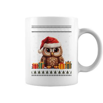 Christmas Owl Santa Hat Ugly Christmas Sweater Coffee Mug - Monsterry DE