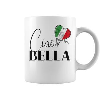 Ciao Bella Italy Graphic With Italian Flag Coffee Mug | Mazezy