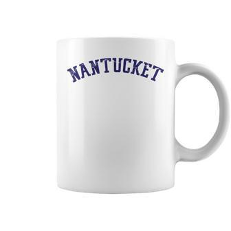 Classic Nantucket With Distressed Lettering Across Chest Coffee Mug | Mazezy