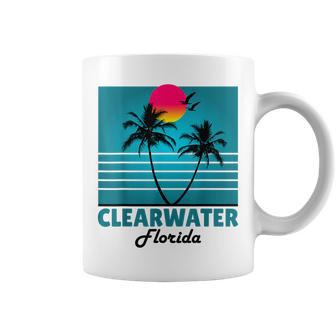 Clearwater Beach Florida Fl Retro Summer Palm Trees Coffee Mug | Mazezy