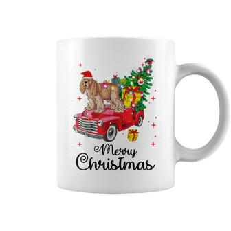 Cocker Spaniel Rides Red Truck Christmas Pajama Coffee Mug | Mazezy