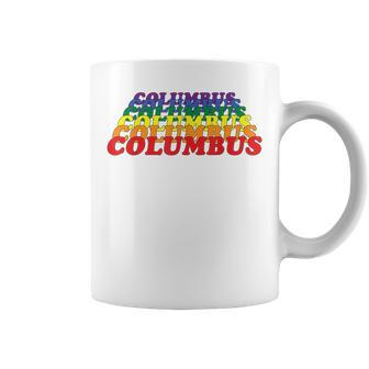 Columbus City Gay Pride Rainbow Word Design Coffee Mug | Mazezy
