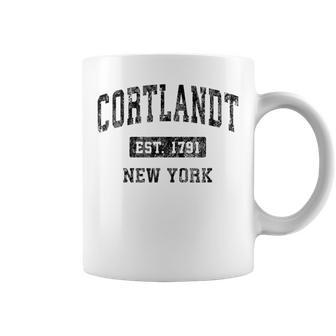 Cortlandt New York Ny Vintage Sports Black Coffee Mug | Mazezy