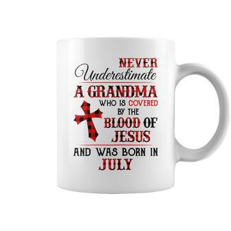 Covered By The Blood Of Jesus And Was Born In July Gift For Womens Coffee Mug - Seseable