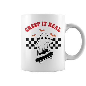 Creep It Real Ghost Skate Halloween Groovy Retro Vintage IT Funny Gifts Coffee Mug | Mazezy