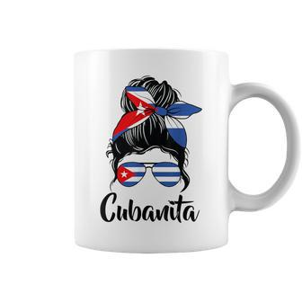 Cubanita Messy Bun Cubanita Cuban Flag Messy Hair Woman Bun Coffee Mug | Mazezy