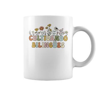 Cultivando Bilingues Wildflowers Teacher Dual Language Crew Coffee Mug - Monsterry