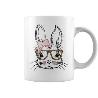 Cute Bunny Face Leopard Print Glasses Easter Gift Coffee Mug | Mazezy