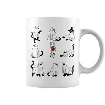 Cute Ghost Cat Halloween Outfit Costumes Black Cat Coffee Mug | Mazezy