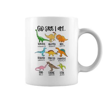 Cute God Says I Am Dinosaur Lover Funny Christian Kids Boys Coffee Mug - Seseable