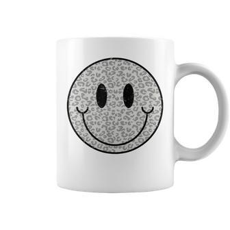 Cute Happy Face Retro Aesthetic Leopard Smile Face Coffee Mug - Seseable