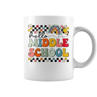 Cute Hello Middle School Groovy First Day Of Middle School Coffee Mug - Thegiftio UK