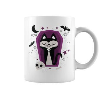 Cute Retro Vampire Cat Fall Halloween Halloween Coffee Mug | Mazezy