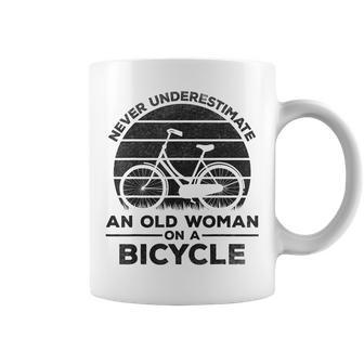 Cyclist Women Never Underestimate An Old Woman On A Bicycle Coffee Mug - Seseable