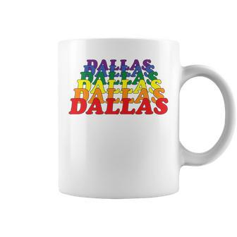 Dallas City Gay Pride Rainbow Word Design Coffee Mug | Mazezy