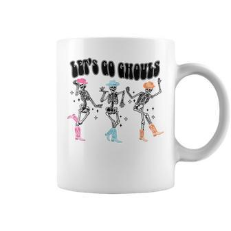 Dancing Skeleton Cowboy Let's Go Ghouls Western Halloween Coffee Mug - Monsterry DE