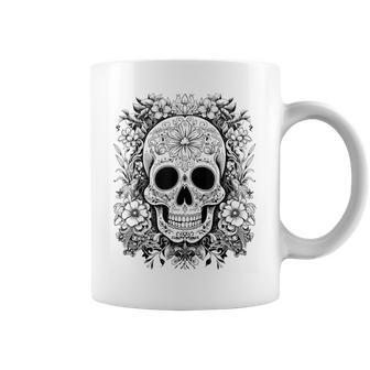 De Los Muertos Day Of The Dead Sugar Skull Halloween Coffee Mug - Monsterry