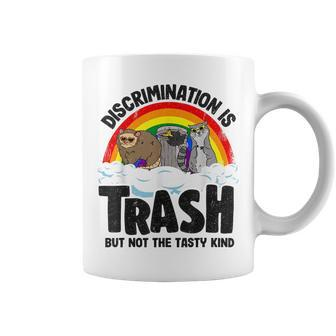Discrimination Is Trash Gay Pride Raccoon Opossum Ally Lgbt Coffee Mug | Mazezy