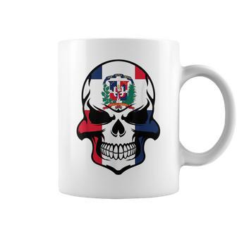 Dominican Flag Skull Cool Dominican Republic Skull Dominican Republic Funny Gifts Coffee Mug | Mazezy