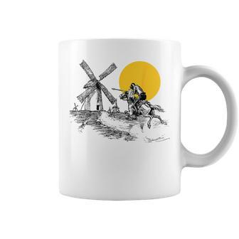 Don Quixote Vs Windmill In Sunshine Coffee Mug | Mazezy