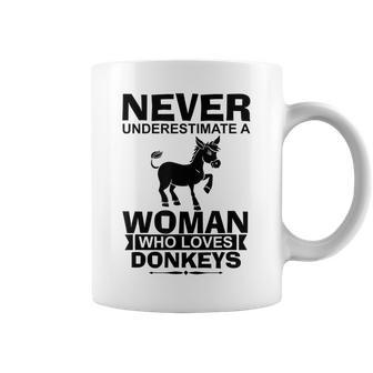 Donkey Lover Funny Gift Never Underestimate A Woman Who Coffee Mug - Seseable