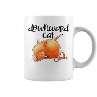 Downward Cat Yoga Pose Parody Quote Saying Meme Coffee Mug | Mazezy